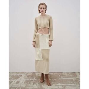 Zara Cream Patchwork Maxi Skirt